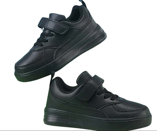 Black sneakers with velcro straps